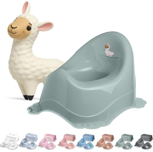 DOCARI Baby Töpfchen für Kinder ab 1 Jahr bis 3 Jahre Lama grün - Ergonomische Kindertoilette: kinderfreundlich, leicht & tragbar - Kinder Töpfchen Toilettentrainer - Abhaltetöpfchen Baby