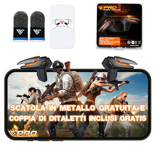 Progameplays Phone Triggers Controller Kompatibel mit iPhone/Android, L1 & R1 und Fingerhüllen für Mobile Gaming Pubg Trigger (T1)