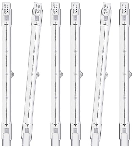 Queeplo 6 Stück R7S Halogen Leuchtmittel 160W 230V Dimmbar Warmweiß,118mm R7S Halogenstab
