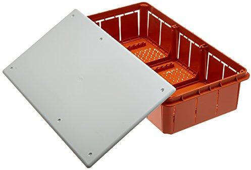 Electraline 60413 Distribution Box glatt für die Unterputz-Montage in Mauerwerk 290 x 150 x 70 mm, Weiß / Orange