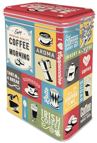 Nostalgic-Art Retro Kaffeedose, 1,3 l, Coffee Collage – Geschenk-Idee für Kaffee-Fans, Blech-Dose mit Aromadeckel, Vintage Design, Kaffee-Deko