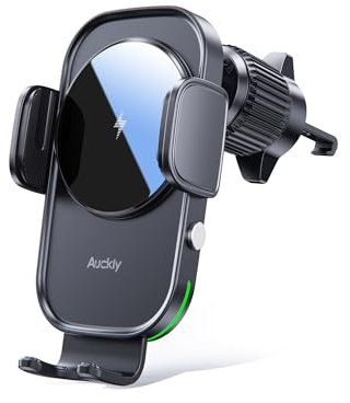 Auckly 15W Fast Wireless Charger Auto Handyhalterung Mit Ladefunktion Automatischer Induktion Motor Betrieb Qi Ladestation Auto Kfz Handy Halterung Auto Lüftung für iPhone Samsung Huawei LG usw