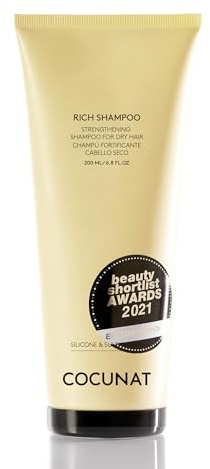 COCUNAT Rich Shampoo Trockenes Lockiges Geschädigtes Haar Curly 200ml | FeuchtigkeitsShampoo ohne Sulfate und Silikone. Repariert Spliss und beseitigt Frizz für die Curly Methode.