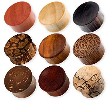 Fly Style Ohr Plug aus Holz - Flesh Tunnel Natur-Piercing Schmuck, Grösse:8 mm, Modelle:Modell D