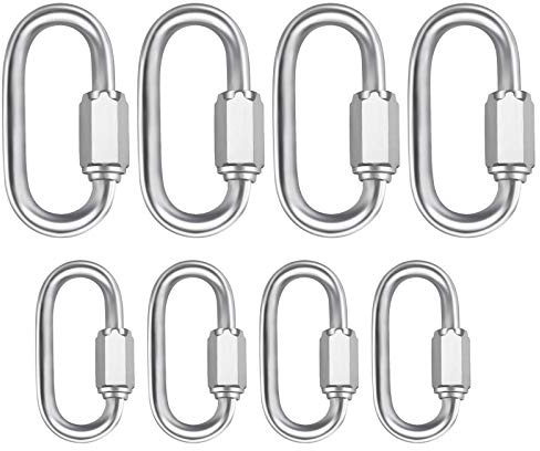 8 Stück 304 Edelstahl Schnellglieder M6 M4 Verriegelung Karabiner Clip Schnellkettenverbinder Heavy Duty D-Form Verriegelungsclips Kletterhaken