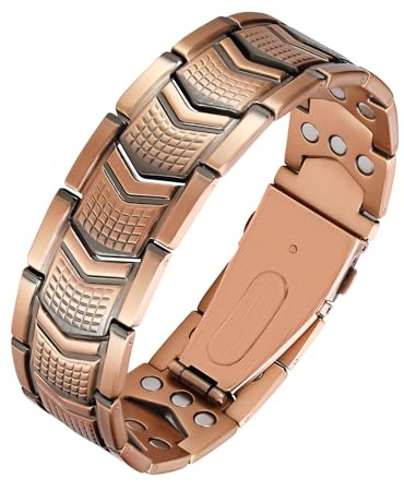 Jeracol Kupfer Magnetarmband Herren, 99% Reines kupferarmband mit ultrastarken Magneten, Einstellwerkzeug und Schmuck-Geschenkbox（Schild