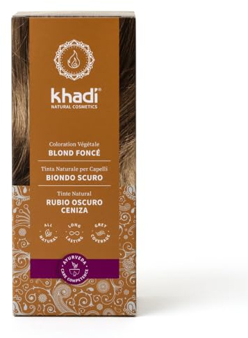 khadi DUNKELBLOND Pflanzenhaarfarbe - Haarfarbe für mattes, mittleres Aschblond bis zu sattem Dunkelblond – 100% pflanzlich & natürlich - 100g