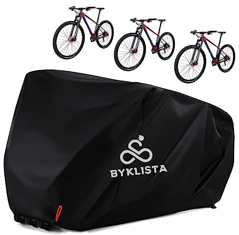 BYKLISTA Fahrradabdeckung für 2-3 Fahrräder - Fahrradgarage wasserdicht aus reißfestem Oxford-Gewebe, extra verschweißte Innennähte & hoher UV-Schutz