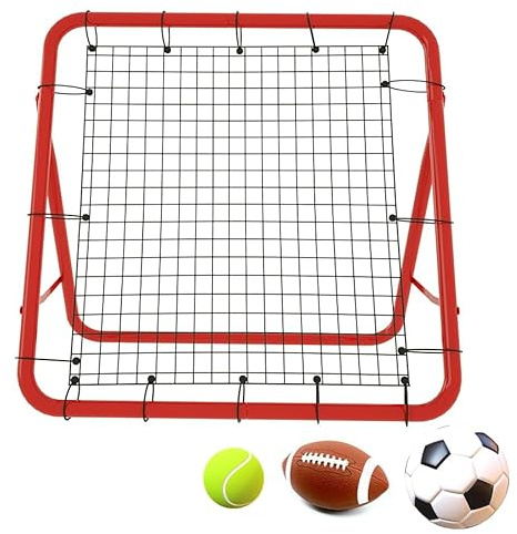 Aufun Fußball Rebounder Kickback Rückprallwand Netz, tragbar Solo Rebound Kick Trainer, für Übungen, Fußballschuss, Techniktraining(100 x 100 x 65 cm, Rot)