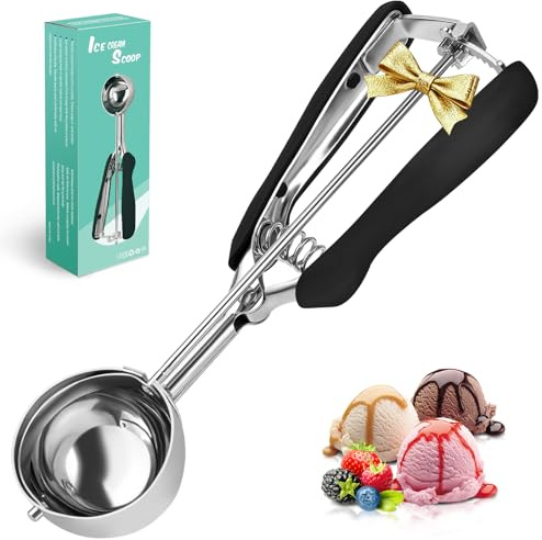 SPEENSUN Eisportionierer aus 304 Edelstahl mit Auslöser (23x5cm),eislöffel portionierer Poliert,Robust&Leicht für Eiscreme, Melonenkugeln,Kartoffelpüree,Teig,Kuchen,Spülmaschinenfest(schwarz)