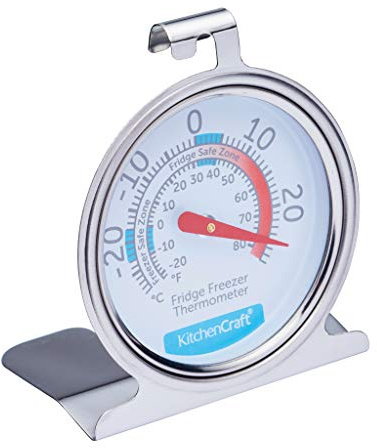 Kitchen Craft Gefrier-/Kühlschrankthermometer mit Mindest- und Höchsttemperaturanleitung, Edelstahl, Silber, 12 x 17 x 22 cm