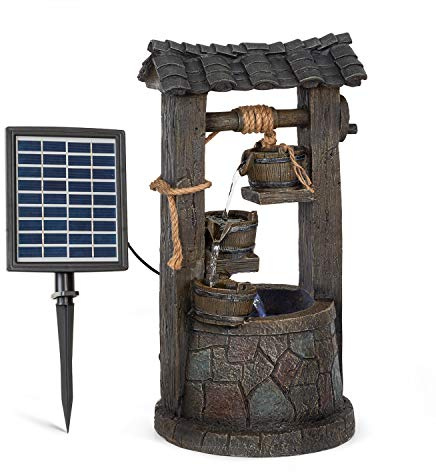blumfeldt Speyer Kaskadenbrunnen Solarbrunnen Gartenbrunnen Zierbrunnen,Solarbetrieb,4 Kaskadenstufen,Indoor & Outdoor,Solarpanel: 9 V / 2,8 W / 17,5 x 14 cm,frostbeständig