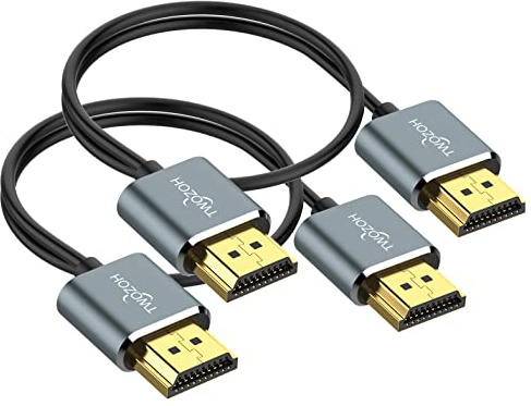 Twozoh Flexibles und Schlankes HDMI Kabel 0,5M 2 Stück, Ultradünnes HDMI Kabel unterstützt High Speed 4K@60Hz 18Gbps 2160P/1080P