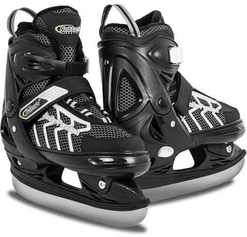 Nattork verstellbare Kinder Eisrutsche für Jungen Mädchen Erwachsene, weiche Polsterung und verstärkte Knöchelstütze Eishockey-Skates