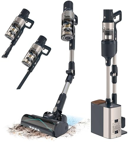 Cecotec Kabelloser Staubsaugerbesen Conga Rockstar 5500 Hurricane Station Flex Max. 220AW, 700W, Auto Entleerungsstation, 90 Min Laufzeit, Anti-Verwicklungsbürste, Flexibles Rohr, Zyklontechnologie