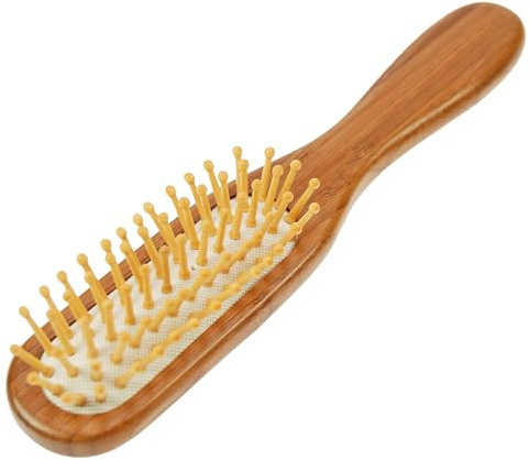 Fantasia Haarbürste Holz umweltfreundliche Holz Haarbürste klein mit Bambusborsten und sanften Kopfmassage Noppen Vegan Kleine Haar Bürste für Kinder und Erwachsene mit Holzborsten 21 x 4cm, Bambus