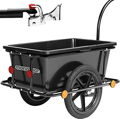 MONZANA® Fahrradanhänger mit 90L Kunststoffwanne inklusive Abdeckplane Kupplung Lastenanhänger Transportanhänger Anhänger Handwagen