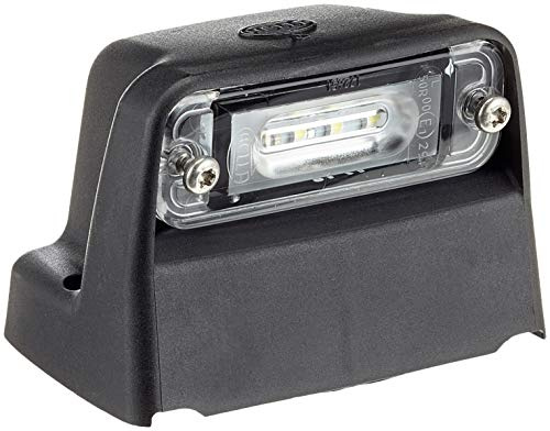 HELLA 2KA 010 278-421 Kennzeichenleuchte - Kennzeichenbeleuchtung | Anhänger - LED - 12V - Anbau/geschraubt - SAE/ADR/GGVS - Stecker: Flachstecker - seitlicher Anbau/Aufbau/außen