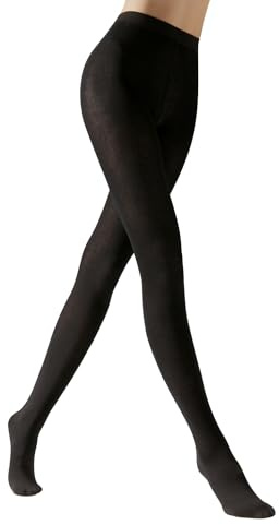 CALZITALY Kaschmirwolle Strumpfhose warme Winterstrumpfhose - dicke Strumpfhosen - 150 Den - S M L XL - Italienische Strumpfwaren,Schwarz,L