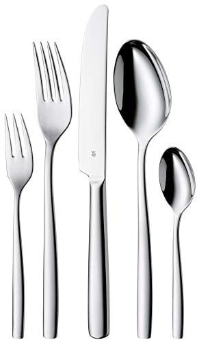 WMF Palma Besteck Set für 12 Personen – 60-teiliges Essbesteck aus Cromargan Edelstahl, poliert und rostfrei, Monobloc-Messer mit Wellenschliff, spülmaschinenfest, inklusive Besteckkassette, Design