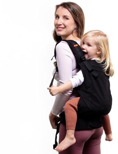 Beco Toddler Babytrage & Kindertrage (9-27 kg) - 100% Baumwoll Trage Kleinkind, Leicht & Atmungsaktiv, Hüftfreundlich mit 2 Tragepositionen: Bauchtrage & Rückentrage (Schwarz)