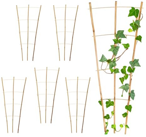 Bambus Rankgitter 75 x 35 cm Natur - 6er Set - Holz Kletterhilfe konisch für Rankpflanzen - Bambusstab Rankhilfe Blumenstütze Bambus für Garten Pflanzen