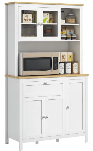 HOMCOM Küchenschrank mit Arbeitsplatte 5 Türen Weiß 100 x 40 x 180 cm | Hochschrank, Schublade, Vorratsschrank, Aufbewahrungsschrank, Verstellbare Ablagen