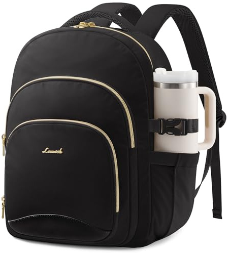 LOVEVOOK Rucksack Damen, 15,6 Zoll Laptop Schulrucksack Wasserdicht, Schultasche Teenager Mädchen Backpack Women, Elegant Arbeitsrucksack Tagesrucksäcke Daypack für Business Uni Schule Reise, Schwarz