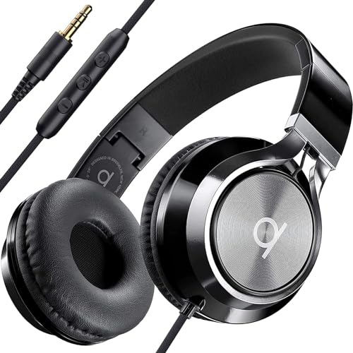 ARTIX® CL750 Premium Wired On Ear Headphones with Microphone, Comfortable Noise Isolating Design, 3.5mm Aux Headphone for Laptop, PC, Mobile, Tablet, Adults, Men, Women, Boys and Girls – Black