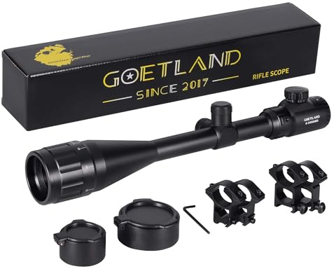 Goetland Gewehr Zielfernrohr 6-24x50 AOEG Airsoft Rangerfinding Rot Grün Fadenkreuz mit Montage Ringe SFP für Taktische Jagd Armbrust Luftgewehr Sportschützen