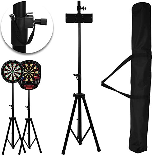 XQmax Dartständer Mobiler Dart Board Ständer Teleskop Dartscheibe Boardhalter Halterung Dreibeinständer, LxBxT ca.: 193 x 75 x 75 cm, Schwarz