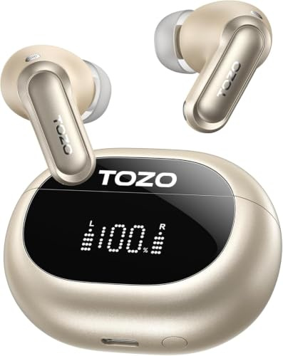 TOZO NC20 Kabellose In Ear Kopfhörer Bluetooth 6.0 ANC LDAC Hi-Res IPX8 | 6 Mikrofone mit KI-ENC für klare Anrufe, 32 EQ per App, Verbindung mit zwei Geräten, geringe Latenz, kabelloses Laden
