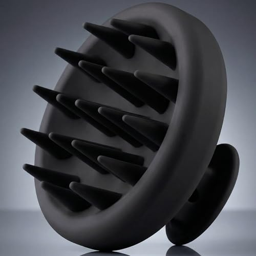 Premium Kopfhaut Massagebürste aus Silikon – Kopfmassage Bürste, Scalp Massager Brush für Haare & Haarwuchs, Haar Massagebürste Haare für Kopfhaut & Entspannung - Kopf Massage (Onyx Black)