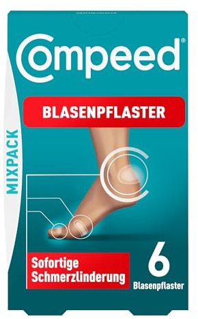 Compeed Blasenpflaster Mixpack - Hydrokolloid-Pflaster in verschiedenen Größen - gegen Blasen an Fersen, Zehen und für kleine Blasen, 6 Pflaster