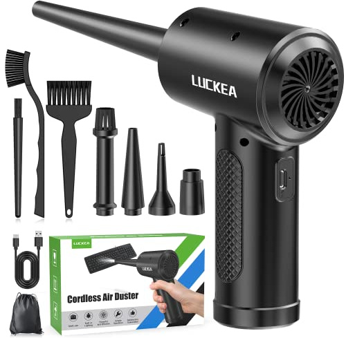 Elektrische Staubgebläse Druckluftspray für PC Reinigungsset - 3-Gang Air Duster Luftdruckspray mit LED-Licht, Tastatur Reinigung Druckluft Luftspray für Laptop, Sofa, Auto, Bürogeräte, Air Blower