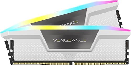 CORSAIR Vengeance RGB DDR5 RAM 32GB (2x16GB) Bis zu 6000MHz CL36 Intel XMP 3.0 Desktop-Arbeitsspeicher – Weiß (CMH32GX5M2E6000C36W)