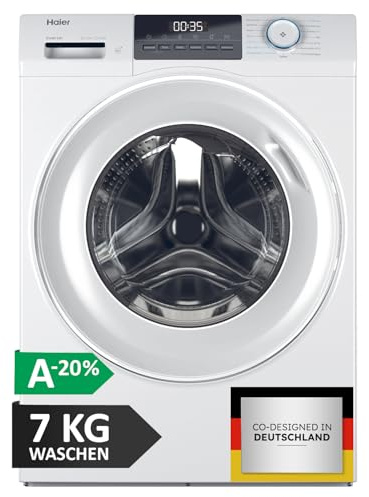 Haier Frontlader Waschmaschine 7kg I I-PRO SERIE 1 HW70-BP14929BU1 I Mit A-20% Effizienz, 1.400 U/Min. & sparsamem Inverter-Motor I Per App steuerbar I Mengenautomatik & Refresh-Programm