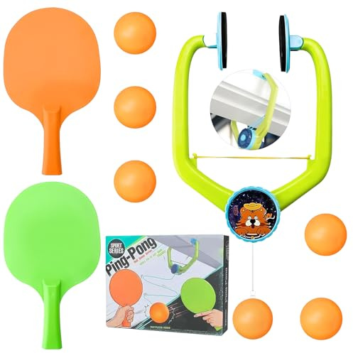 Tür-Pingpong-Spiel Über Der Tür, Hängender Tischtennis Trainer Kinder Set, Door Ping Pong Game mit Schläger und Bälle, Verstellbarer Hängendes Tischtennis, Pingpong-Trainer, für Übungs Familienspiele