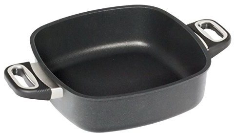 AMT Gastroguss Eckpfanne 26 x 26 cm, 8 cm hoch, Bräter mit Seitengriffen, nicht induktionsgeeignet, backofenfest, Lotan® Antihaft-Veredelung, Gusspfanne (Aluguss), AMZN-E268