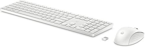 HP 650 kabellose Tastatur und Maus Bundle, 20 programmierbare Tasten, QWERTZ Deutsches Layout, 4.000 DPI, USB Dongle, 3 Tasten, Scrollrad, Weiß