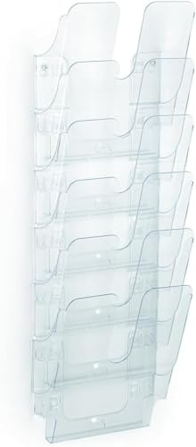 Durable Prospekthalter Wand (Flexiplus 6 Zeitschriftenhalter A4 Hochformat, Ablagefächer Wand) 1 Set, transparent, 1700008401