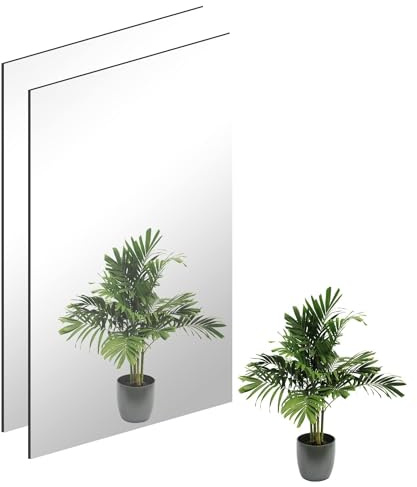 TSKDKIT 2 Stücke Wandspiegel Selbstklebender Glasspiegel HD Dekorative Wandspiegel 40 x 30cm Rahmenlos Spiegel Groß für Gäste WC, Badzimmer, Ankleidezimmer, Wohnzimmer etc