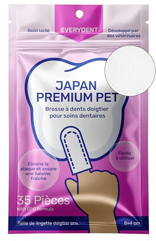 Japan Premium Pet Zahnpflege Hund | Pflege für Katzen | Katzen & Hundezahnbürste | Keine Katzen- & hundezahnpasta benötigt | Fingerlinge für Zahnpflege | Zahnsteinentferner für Hund & Katze | 35 Stück