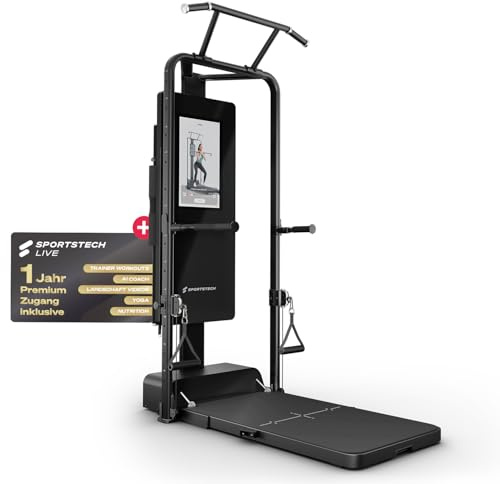 Sportstech sGym Pro – multifunktionale klappbare Kraftstation für Zuhause, 21 Display, 400+ Übungen, 13-Fach verstellbare Kabelzüge, Spotter, inkl.1 Jahr STL-App, platzsparend, Ganzkörpertraining