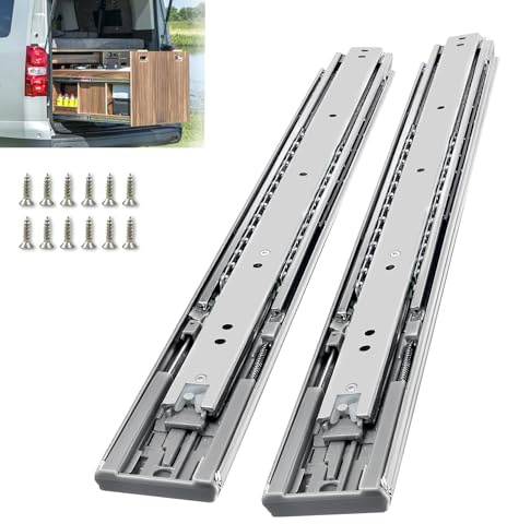 VITERLYNX Softclose Schwerlastauszug 90 kg Tragkraft 1 Paar Schubladenschienen Vollauszug 250 400 500 mm Schubladenauszug Schienen für Schubladen Mit Schrauben -51mm Softclose 16 (406mm)