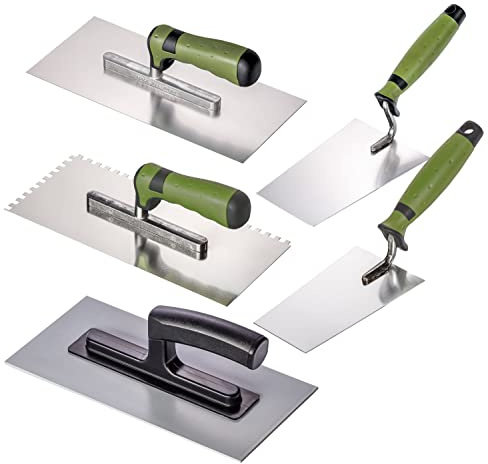 Colorus Maurerkellen Set - Profi Maurer Werkzeug 5 tlg rostfrei Edelstahl - Zahnkelle Kleberkelle Glättekelle - Maurerwerkzeug Stuckateur-Set