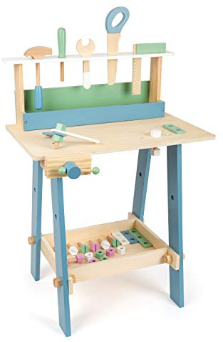small foot Werkbank Nordic aus Holz, inkl. Werkzeugen und Zubehör, Rollenspielzeug für Kinder, ab 3 Jahren, 11375