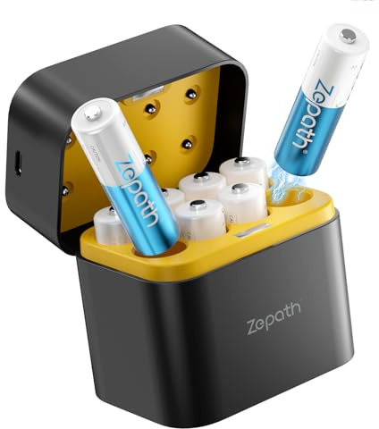 Zepath Wiederaufladbare Lithium Akkus AA 8-Pack mit Ladegerät, 3000mWh Hohe Kapazität 1.5V AA Batterien
