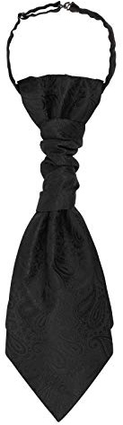 WANYING Vorgebunden Plastron Krawatte Verstellbar mit Hakenverschluß Hochzeitskrawatte auf Hochzeiten - Paisley Pattern Schwarz