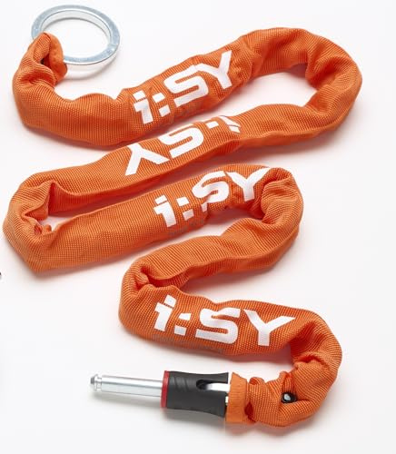 ISY Einsteckkette für Fahrrad Rahmenschloss - Fahrradschloss 130cm - Orange